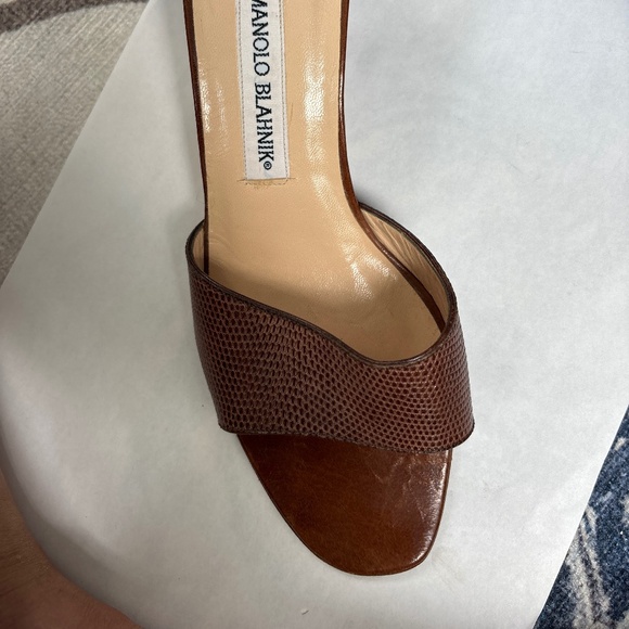 Manila Blahnik dark brown stunning lizard sandals - Picture 3 of 9